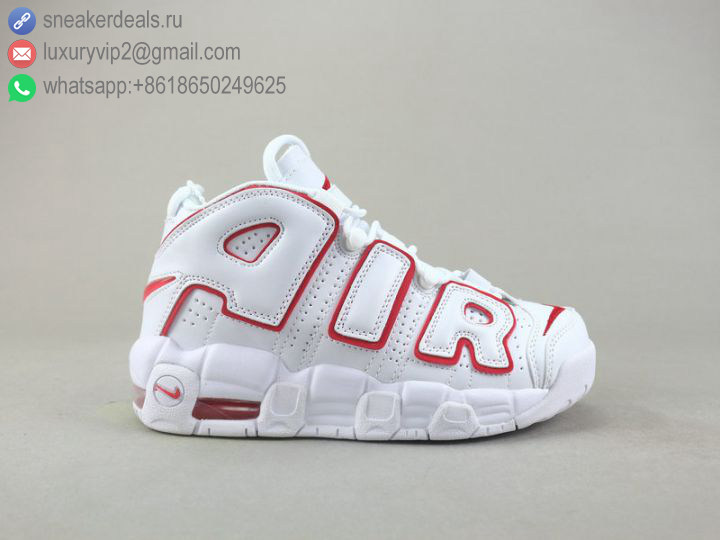 NIKE AIR MORE UPTEMPO 96 WHITE RED UNISEX BASKETBALL SHOES